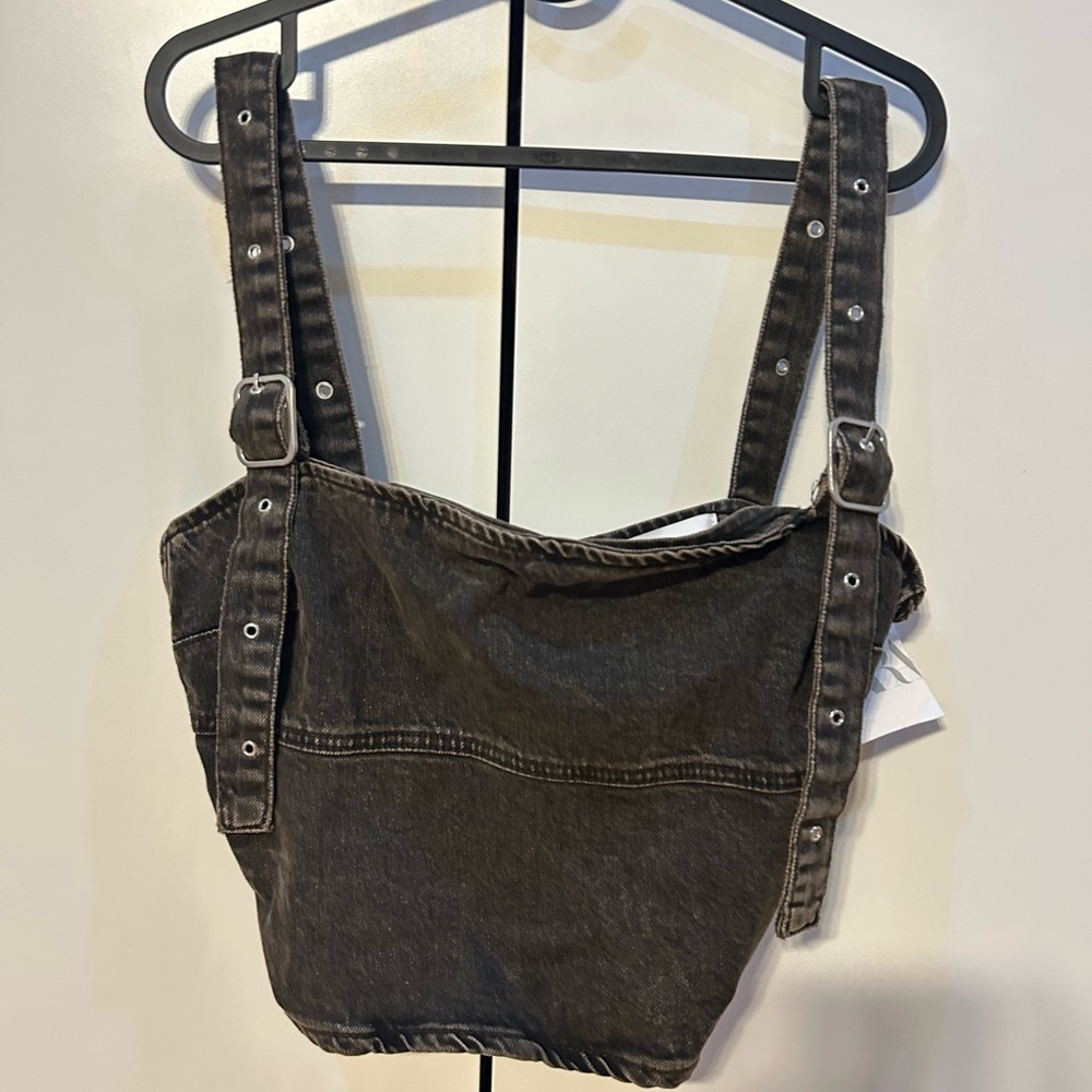 Zara Black Denim Crop Top